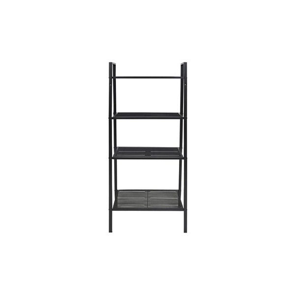 4 Tiers Ladder Bookcase Metal Black