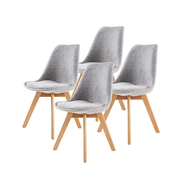 4X Padded Seat Dining Chair Fabric Grey