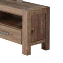 Tv Cabinet 3 Storage Drawer Shelf Solid Acacia Wooden Frame Oak Colour