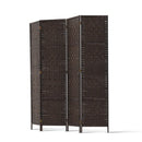 4 Panel Room Divider Privacy Screen Rattan Woven Wood Stand