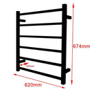 Gama Nero Square Matte Black Electric Heated Towel Rack 6 Bars