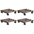 4 Pieces Cedar Wood Plant Rollers 25x25cm