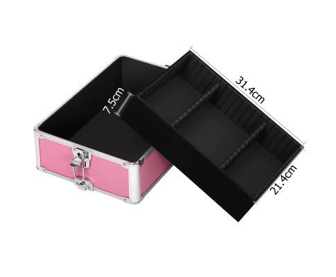 7 in 1 Portable Beauty Make up Cosmetic Trolley Case Pink
