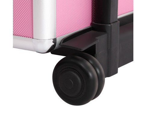 7 in 1 Portable Beauty Make up Cosmetic Trolley Case Pink