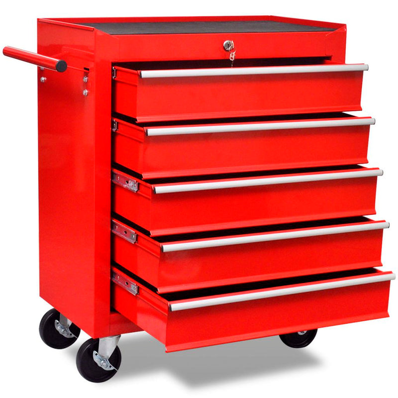 5-Drawer Red Workshop Tool Trolley