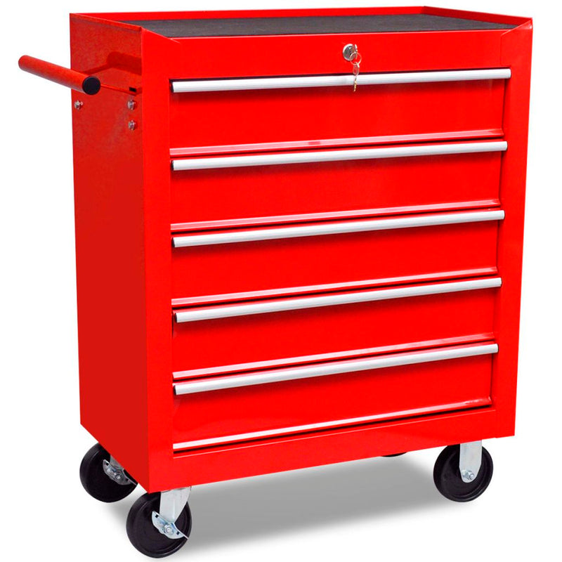 5-Drawer Red Workshop Tool Trolley