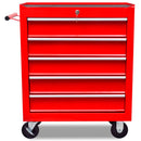 5-Drawer Red Workshop Tool Trolley
