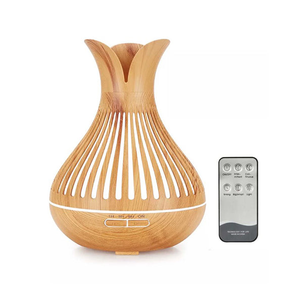 Essential Oil Diffuser Remote 500Ml Tulip Top Wood Mist Humidifier