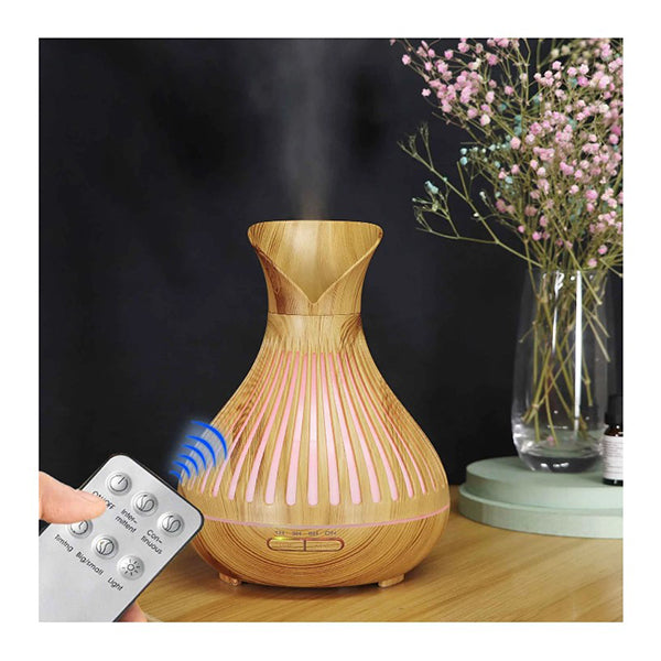 Essential Oil Diffuser Remote 500Ml Tulip Top Wood Mist Humidifier