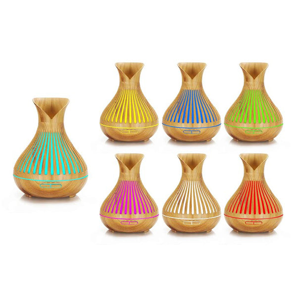 Essential Oil Diffuser Remote 500Ml Tulip Top Wood Mist Humidifier