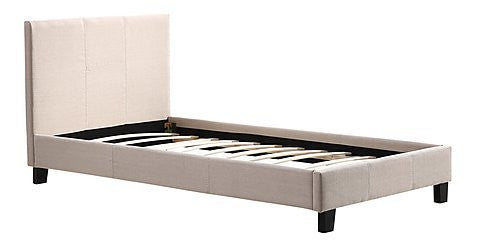 Single Linen Fabric Bed Frame Beige