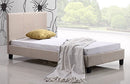 Single Linen Fabric Bed Frame Beige