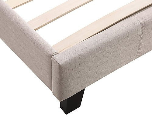 Single Linen Fabric Bed Frame Beige