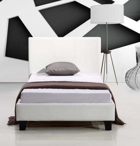 Single PU Leather Bed Frame - White