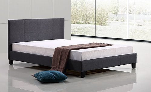 Double Linen Fabric Bed Frame - Grey