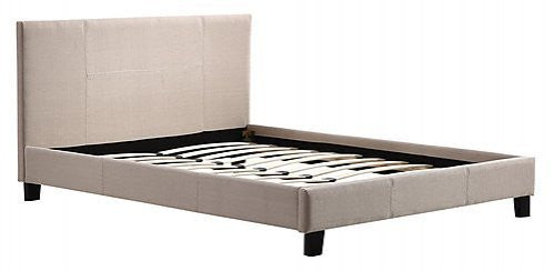 Double Linen Fabric Bed Frame - Beige