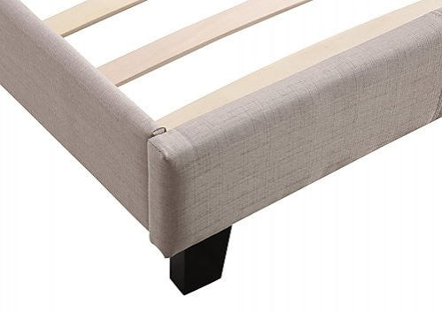 Double Linen Fabric Bed Frame - Beige