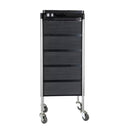 5 Drawer Hairdressing Trolley Black 90X30X36Cm