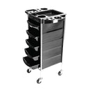 5 Drawer Hairdressing Trolley Black 90X30X36Cm