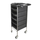 5 Drawer Hairdressing Trolley Black 90X30X36Cm