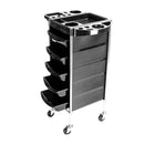 5 Drawer Hairdressing Trolley Black 90X30X36Cm