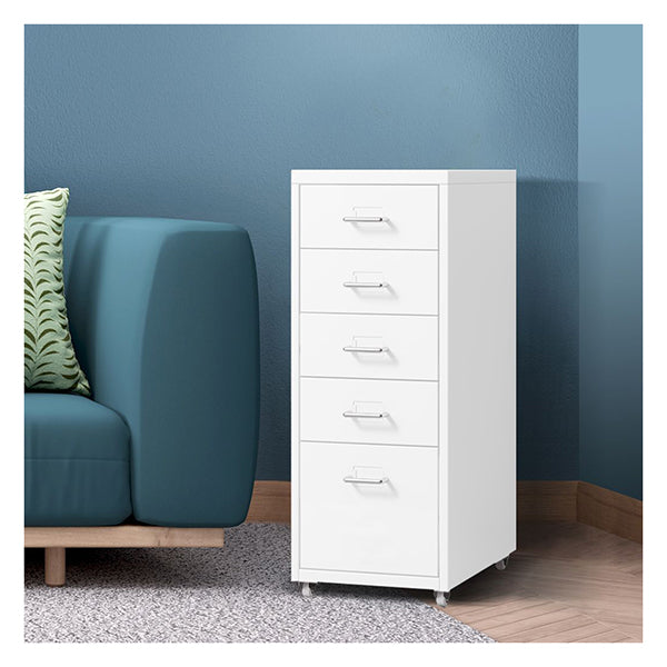 Storage 5 Drawers Stackable 5 Drawers Portable Cabinet Rack Storage Steel Stackable Stand White – Simply Wholesale