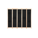 5 Panel Room Divider Black Fabric