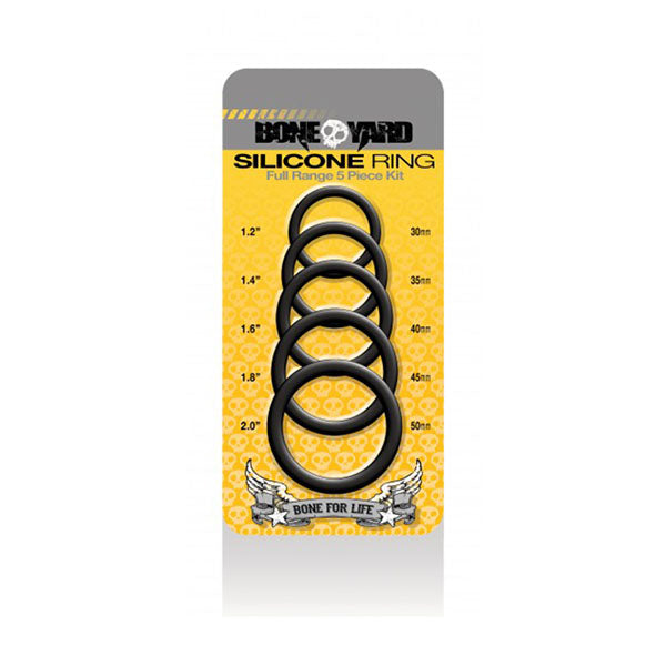 5 Pc Boneyard Silicone Ring Kit Black