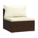 7 Pcs Garden Lounge With Cushion Poly Rattan Brown