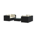 5 Pcs Outdoor Lounge Set Poly Rattan Black