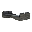 5 Pcs Patio Coffee Table Dining Set With Cushions Poly Rattan