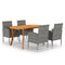 5 Piece Anthracite Garden Dining Set Solid Acacia Wood