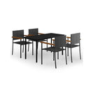 5 Piece Black Garden Dining Set