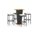 5 Piece Garden Bar Set Poly Rattan Black With Cushions