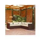 5 Piece Garden Brown Poly Rattan Lounge Set With Cushions