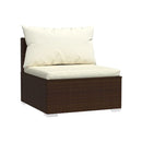 5 Piece Garden Brown Poly Rattan Lounge Set With Cushions