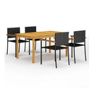 5 Piece Garden Dining Set Black