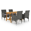 5 Piece Garden Dining Set Grey