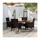 5 Piece Garden Poly Rattan Black Dining Set