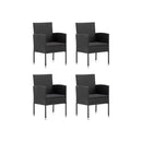 5 Piece Black Poly Rattan Garden Dining Set