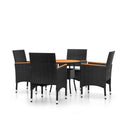 5 Piece Garden Poly Rattan Black Dining Set