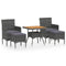 5 Piece Garden Dining Set Poly Rattan And Solid Acacia Wood Grey