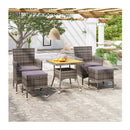 5 Piece Garden Dining Set Poly Rattan And Solid Acacia Wood Grey