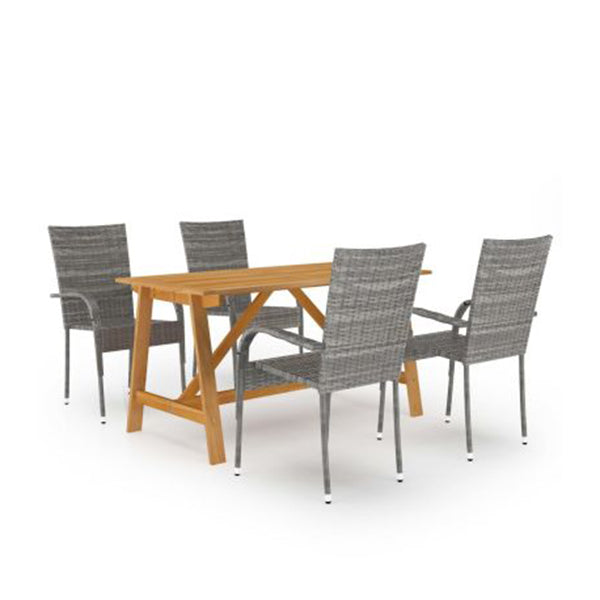 5 Piece Garden Dining Set Solid Acacia Wood With An Oil Finish