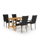 5 Piece Garden Dining Set Solid Acacia Wood With An Oil Finish
