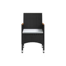 5 Piece Garden Dining Set With Cushions Black