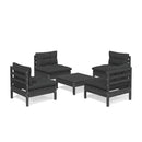 5 Piece Garden Lounge Set Pinewood With Anthracite Cushions