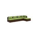 5 Piece Garden Lounge Set Poly Rattan Brown With Cushions
