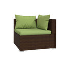 5 Piece Garden Lounge Set Poly Rattan Brown With Cushions