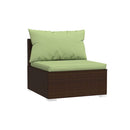 5 Piece Garden Lounge Set Poly Rattan Brown With Cushions